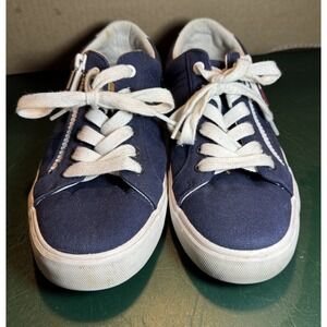 Tommy Hilfiger Women's Tennis Shoes Sneakers Navy Blue Logo Zipper Sz 6.5"